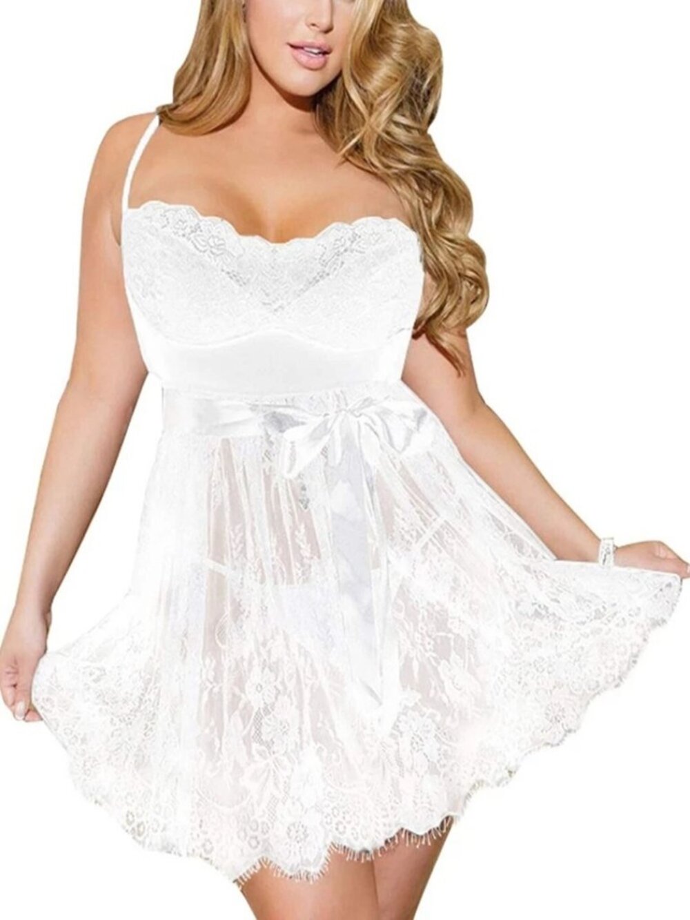 Sexy Women Lady Plus Size Lingerie Sleepwear Lace Nightgown Bodysuit Dress Robe